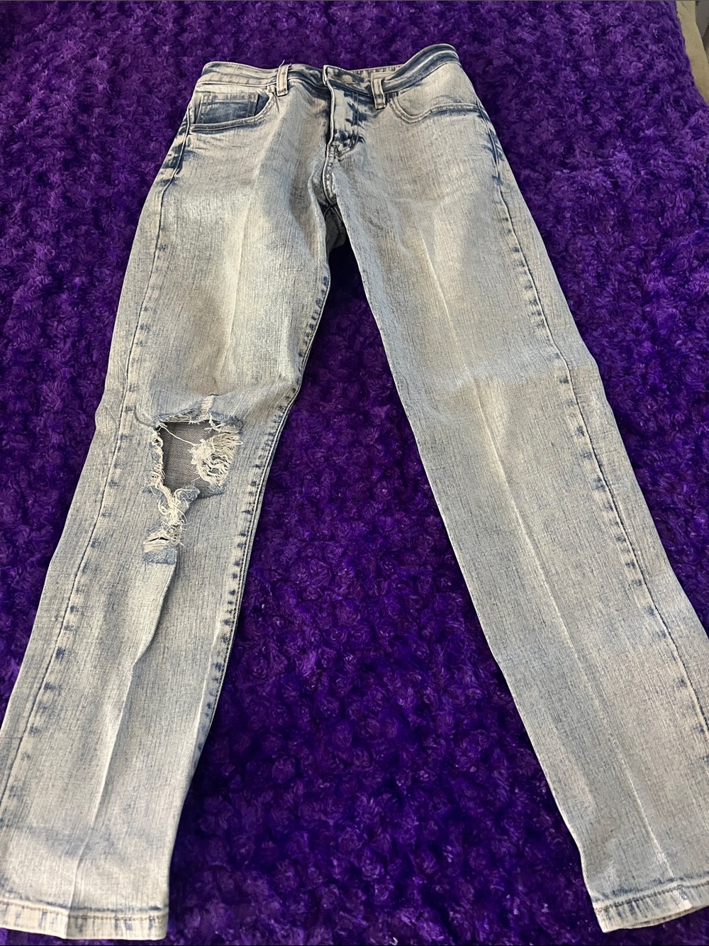 KanCan Light Blue Straight Leg Distressed Jeans